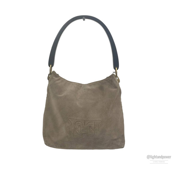 Escada Handbags - Escada Vintage Suede Hobo Bag Ebony Wood Handle